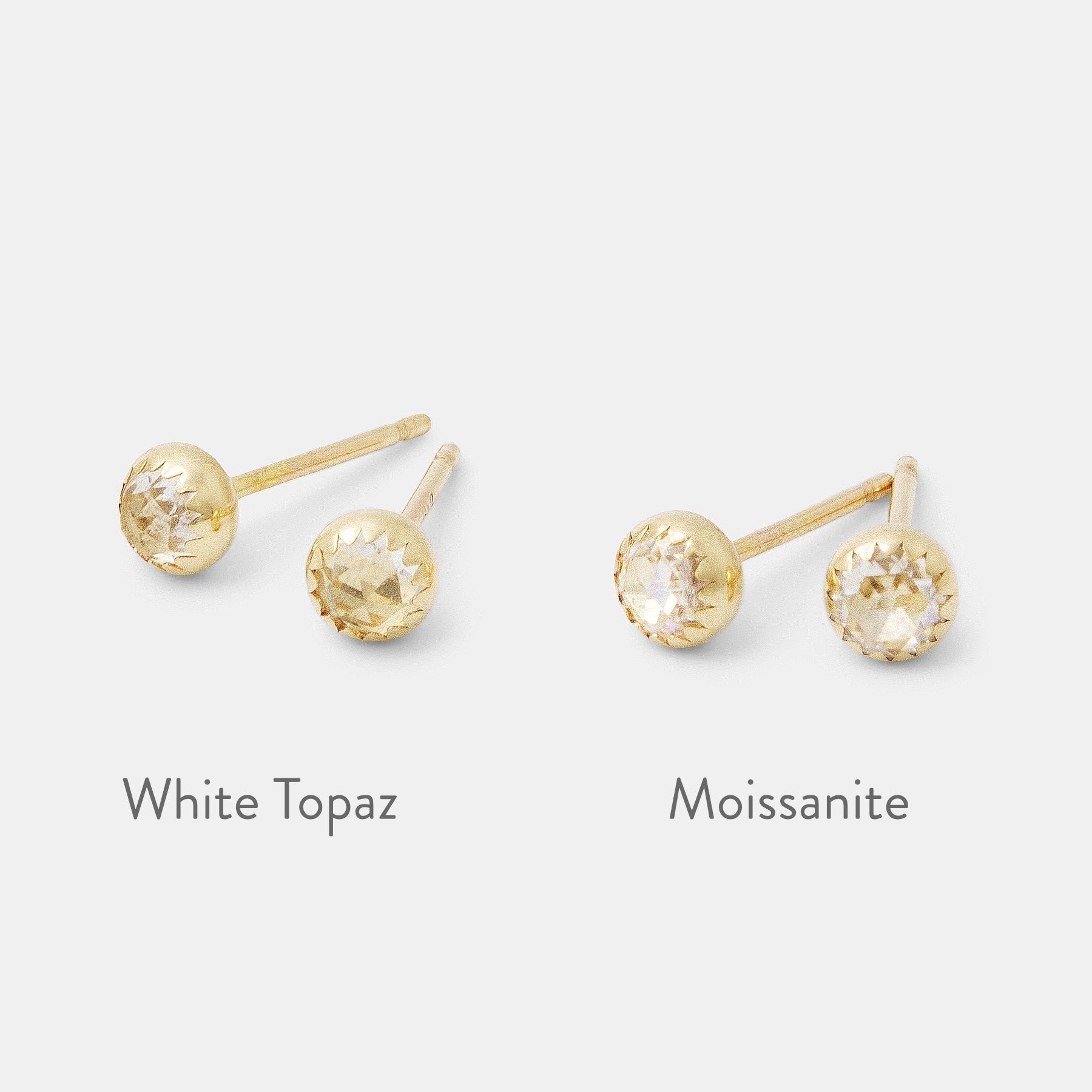 White topaz & gold stud earrings - Simone Walsh Jewellery Australia